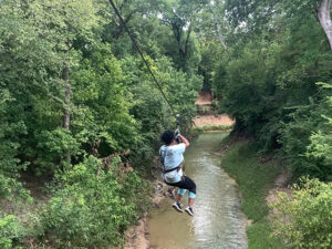 Zipline over a river in Plano, Texas