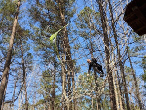 An epic Tarzan swing into a giant net in Williamsburg, Virginia